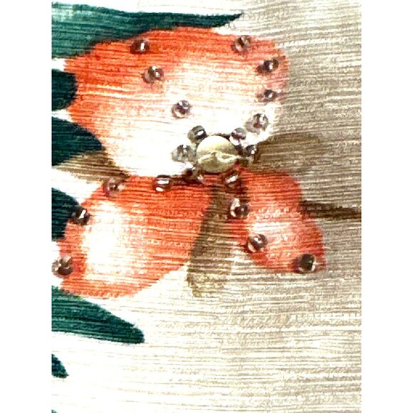 Alfred Dunner Size 12 Yellow Silk Blend Jacket Floral Trim Textured Lining - Picture 14 of 15